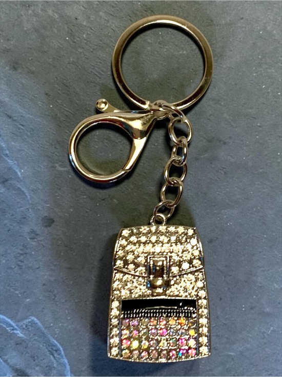 Crystal collection Accessories - Rhinestone Purse Keychain Charm in Metallic Silver. NWT